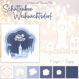 Schattenboxmotiv Weihnachtsdorf SVG DXF Bild 1