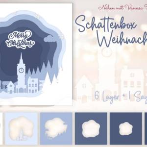 Schattenboxmotiv Weihnachtsdorf SVG DXF Bild 4