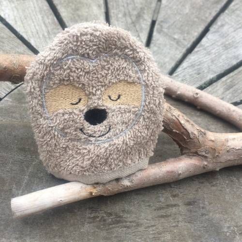 Faultier-Waschlappen Stickdatei  ITH 10x10 Waschhandschuh Geschenk Pad