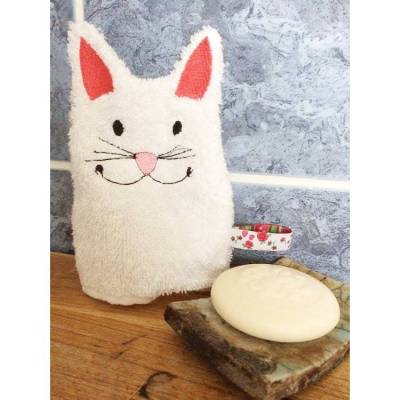 Hasen-Waschlappen Stickdatei  ITH 16x26 Ostern Frühling Hase Waschhandschuh 