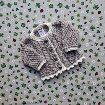 Strickjacke Mädchen beige creme Trachtenjacke Pullover Tracht gestrickt Taufkleidung Taufe Taufgeschenk Babyparty