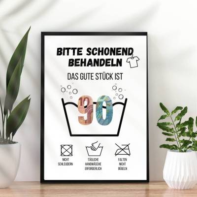 Geldgeschenk 90. Geburtstag zum selbst ausdrucken | Last Minute Geschenk Waschanleitung