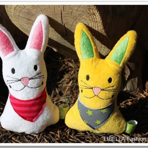 Hase mit Halstuch Stickdatei  ITH 13x18 Ostern Osterhase Ostergeschenk Anleitung in Deutsch
