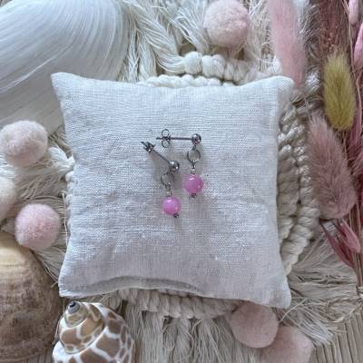 „Greenery“ - Farbenfrohe Edelstahl-Ohrstecker aus Jade in pink