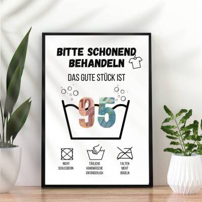 Geldgeschenk 95. Geburtstag zum selbst ausdrucken | Last Minute Geschenk Waschanleitung