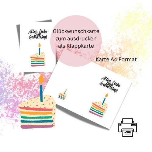 Geburtstagskarte 18 download Geburtstag Karte Grußkarte A4 digitaler Sofortdownload zum selbst ausdrucken pdf