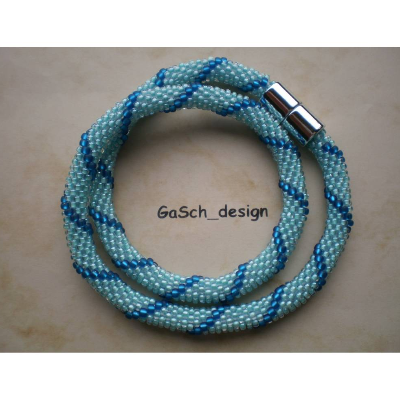 Häkelkette, gehäkelte Perlenkette * Roll over Türkis