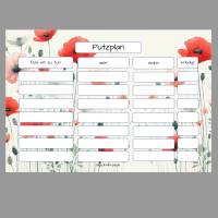 Putzplan pdf A4 mit buntem Mohn, zum selbst ausdrucken Bild 2
