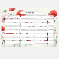 Putzplan pdf A4 mit buntem Mohn, zum selbst ausdrucken Bild 4