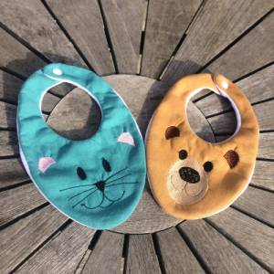 Kinder-Halstuch Stickdatei ITH 16x26 Tuch Herbst Schal Katze Bär Baby Bild 1