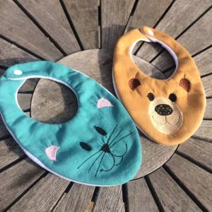 Kinder-Halstuch Stickdatei ITH 16x26 Tuch Herbst Schal Katze Bär Baby Bild 2