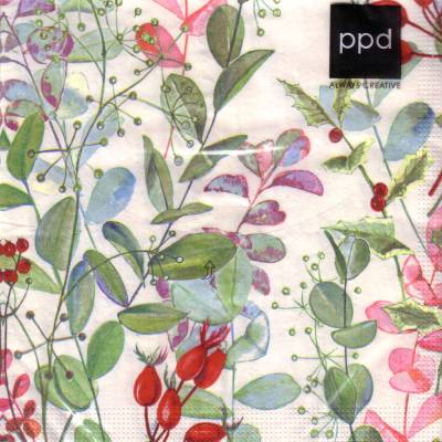 Lunchservietten Composizione Floreale di Natale, Servietten mit Beeren und Zweigen von Tassotti / ppd