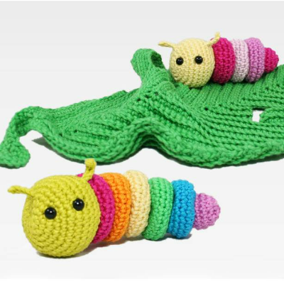 Schnuffeltuch - Kleine Raupe (+Rassel) - Häkelanleitung