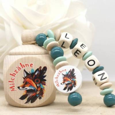 Milchzahndose mit Namen Fuchs Junge Zahndose Geschenk Einschulung Geburtstag Zähnchen Zahnfee Milchz