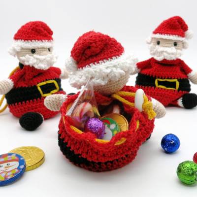Zugbeutel Weihnachtsmann, Nikolaus - Häkelanleitung
