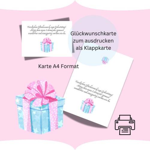 Glückwunschkarte 16 Geburtstag Karte Grußkarte A4 digitaler Sofortdownload zum selbst ausdrucken