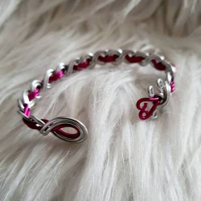 Armreif  Jara - Silber - Pink Version - Armreif aus Aluminiumdraht - Drahtschmuck