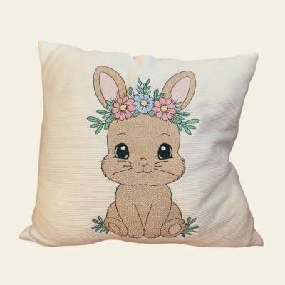 Stickdatei Hase – Osterhase 1 Lineare Art Set 2513 – Hase mit Blumen für Kissen, Shirts & mehr