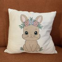 Stickdatei Hase – Osterhase 1 Lineare Art Set 2513 – Hase mit Blumen für Kissen, Shirts & mehr Bild 4