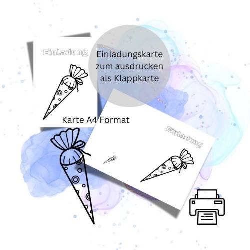 Einladungskarte 13 Schuleingang Einladung Schuleinführung zu ausmalen A4 digitaler Sofortdownload
