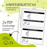 Druckvorlage Einladung Kindergeburtstag I Piraten I Geburtstagseinladung Kinder I Bastelvorlage I zum Drucken Bild 3