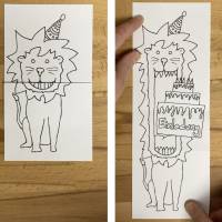 Printable: Faltkarten 4er Set Partytiere Löwe, Krokodil, Bär und Frosch zum Selbstausdrucken und anmalen, Happy Birthday Bild 5