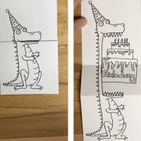 Printable: Faltkarten 4er Set Partytiere Löwe, Krokodil, Bär und Frosch zum Selbstausdrucken und anmalen, Happy Birthday Bild 7