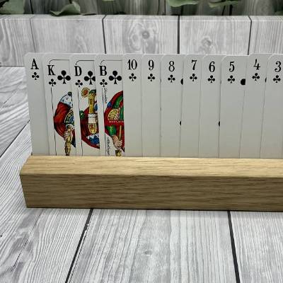 Spielkartenhalter aus massivem Eichen Holz / Geschenk