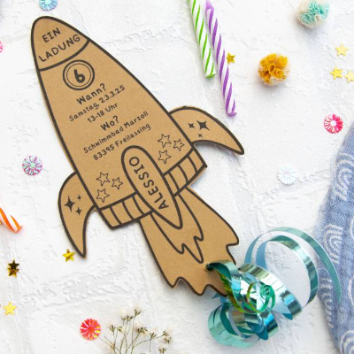 Einladung Geburtstag Kinder, Kindergeburtstag, Geburtstagseinladung digitale Einladung, Rakete Einladung Druckvorlage