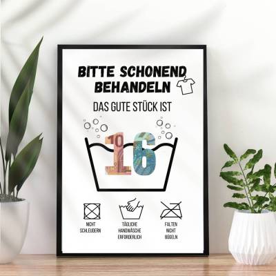 Geldgeschenk 16. Geburtstag zum selbst ausdrucken | Last Minute Geschenk Waschanleitung