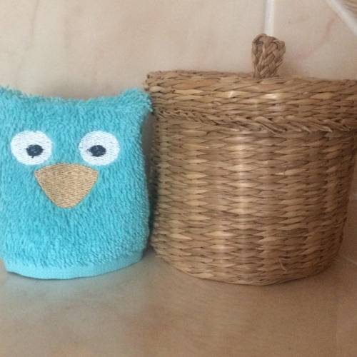 Eulen-Waschlappen Stickdatei  ITH 10x10 Wald Waldtiere Geschenk Eule