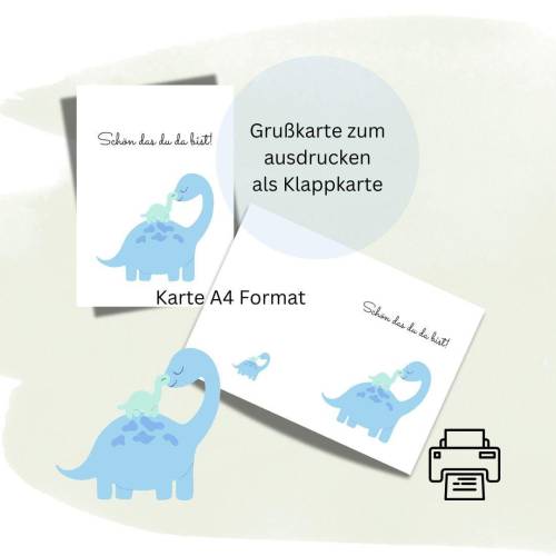 Glückwunschkarte 12 Geburtstag Karte Grußkarte Geburt Dino A4 digitaler Sofortdownload zum selbst ausdrucken