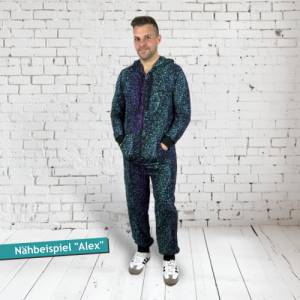 PDF Schnittmuster mit Ebenen Unisex Jumpsuit Alex, Gr. XXS-3XL | e-book, Herren & Damen Schnitt Onesie mit farbiger Näha Bild 3