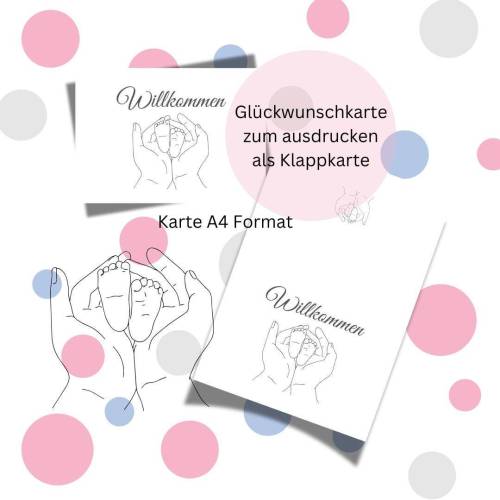 Glückwunschkarte 9 Geburtstag Karte Grußkarte Geburt A4 digitaler Sofortdownload zum selbst ausdrucken