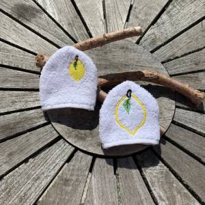 Zitronen-Waschlappen Stickdatei  ITH 10x10 Waschhandschuh Geschenk Frucht Zitrone Bild 1