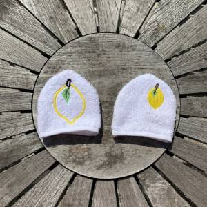 Zitronen-Waschlappen Stickdatei  ITH 10x10 Waschhandschuh Geschenk Frucht Zitrone Bild 3