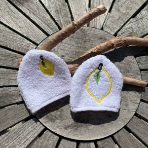 Zitronen-Waschlappen Stickdatei  ITH 10x10 Waschhandschuh Geschenk Frucht Zitrone Bild 6
