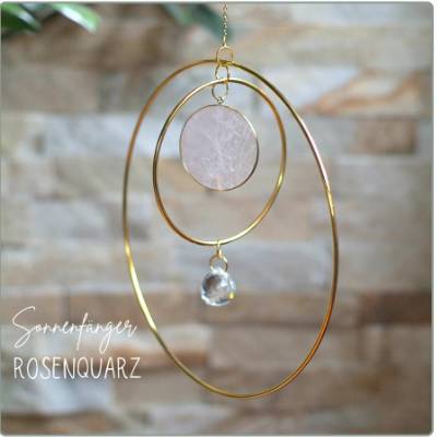 Kristall Sonnenfänger Rosenquarz, Großer Suncatcher, Feng Shui Deko, Geschenk Muttertag, Boho Deko, deko zum hängen, Pra