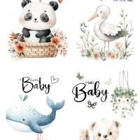 Babykarten-Set mit süßen Tiermotiven – Digital zum Ausdrucken - PDF DIN A4 - Set 1 Bild 2