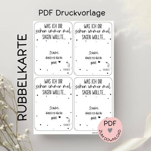 Digitale Datei, PDF-Druckvorlage Rubbelkarte