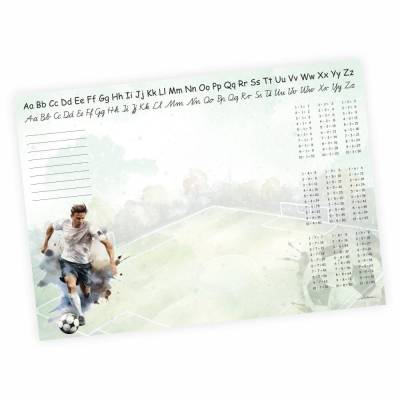 A3 Schreibtischunterlage Fußball grün Fußballfeld mit kleinem 1x1 Papier 50 Blatt