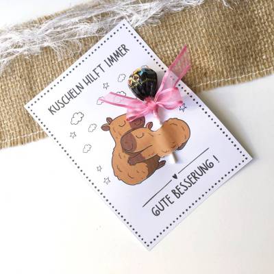 Druckvorlage Gute Besserung Karte, Trostpflaster, Geschenk für Kranke, Genesungskarte, Lolly, Kuscheln, ausdrucken