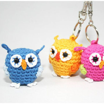 Kleine Eule - Anhänger, Taschenbaumler - Häkelanleitung