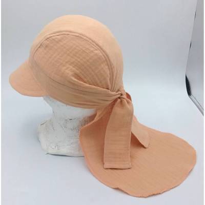 Musselin Bandana, Kopftuch, Mädchen, pfirsich, Schirm, Nackenschutz