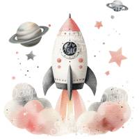 Motivations-Postkarte „Folge deinen Träumen“ – Raketen-Motiv in Rosa-Grau Bild 2