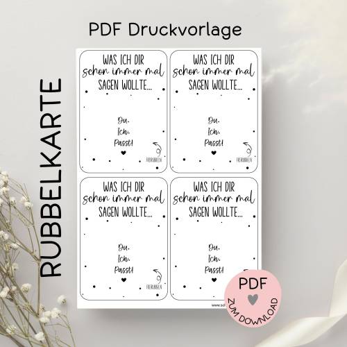 Digitale Datei, PDF-Druckvorlage Rubbelkarte