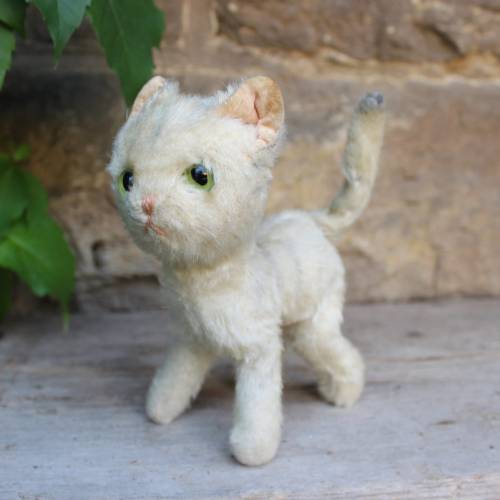 alte STEIFF Katze Lizzy Stofftier ohne IDs 50er Jahre