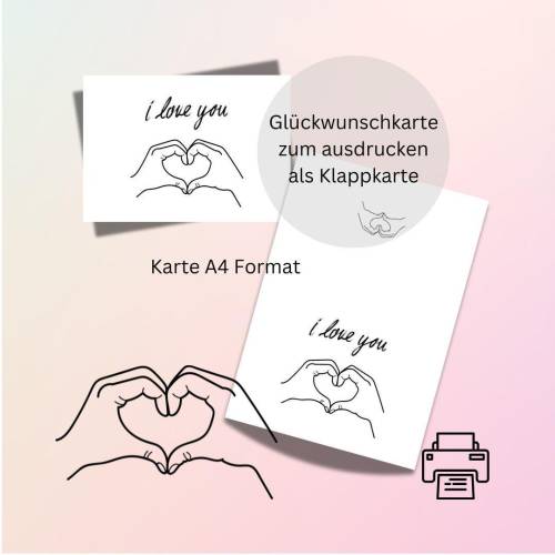 Glückwunschkarte 3 Geburtstag Karte Grußkarte Hochzeit Valentinstag A4 digitaler Sofortdownload