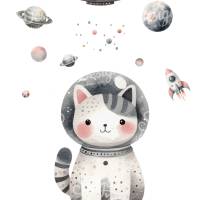 Astronauten-Katzen-Postkarte – Perfekt fürs Kinderzimmer! Katze im Weltall Bild 2