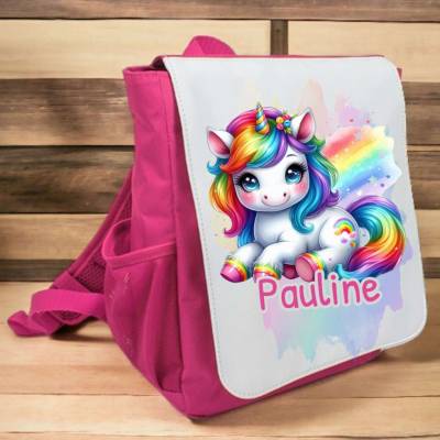 Kindergarten Rucksack mit Namen Einhorn Mädchen Kinderrucksack personalisiert Geschenk Kindergarten Kita Start